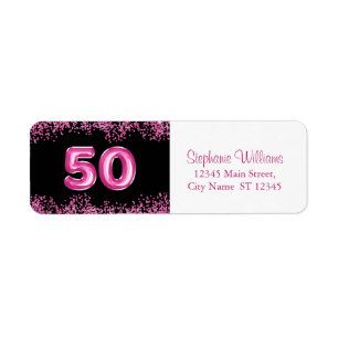 50th Birthday Hot Pink Balloon Font   Faux Glitter