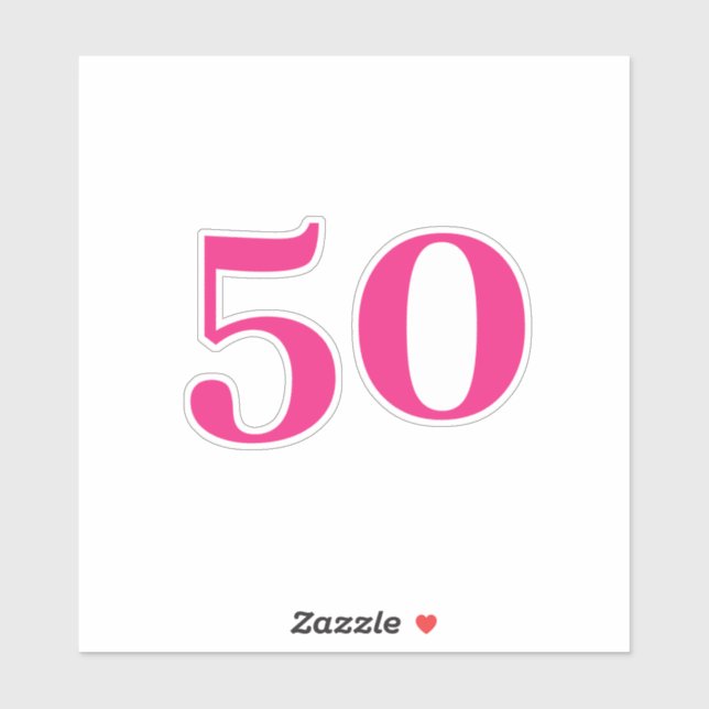 50th Birthday Hot Pink Custom Age Number Fifty  (Sheet)