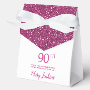 50th Birthday Hot Pink Glitter Thank You Favour Box