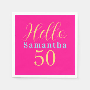 50th Birthday Hot Pink Party Napkin