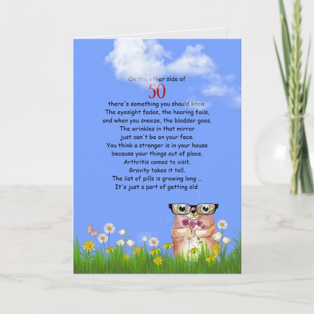 50th birthday humour on getting older card (Front)