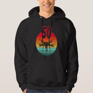 50th Birthday I Retro Remote Control Drones With C Hoodie