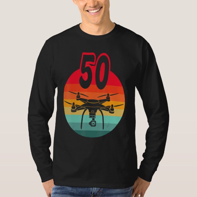 50th Birthday I Retro Remote Control Drones With C T-Shirt (Front)