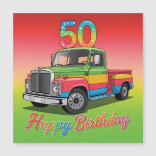 50th Birthday Illustration Vintage Pickup Truck