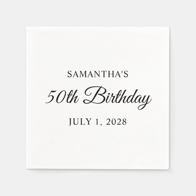 50th Birthday in Elegant Script Napkin (Front)