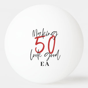 50th birthday initials personalised favour gift ping pong ball