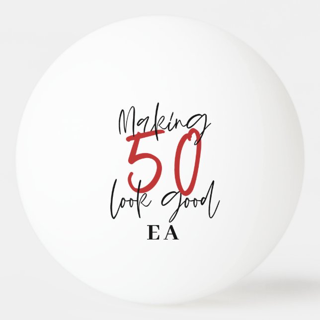 50th birthday initials personalised favour gift ping pong ball (Front)