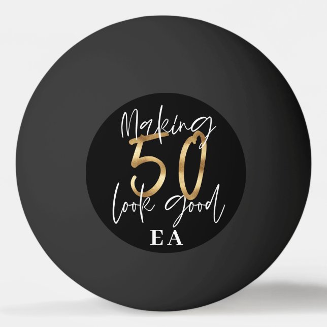 50th birthday initials personalised favour gift ping pong ball (Front)