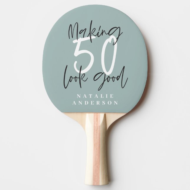 50th birthday initials personalised favour gift ping pong paddle (Front)