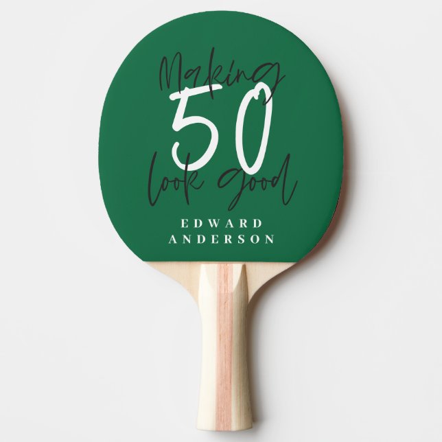 50th birthday initials personalised favour gift ping pong paddle (Front)