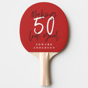 50th birthday initials personalised favour gift ping pong paddle