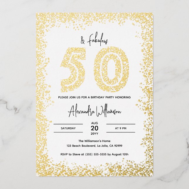 50th Birthday Invitation | 50 and Fabulous Real (Front)