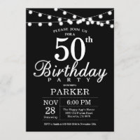 50th Birthday Invitation Black and White