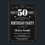50th Birthday Invitation Chalkboard<br><div class="desc">50th Birthday Invitation Chalkboard. Black and White Background. Adult Birthday. Male Men or Women Birthday. Kids Boy or Girl Lady Teen Teenage Bday Invite. 13th 15th 16th 18th 20th 21st 30th 40th 50th 60th 70th 80th 90th 100th. Any Age. For further customisation, please click the "Customise it" button and use...</div>