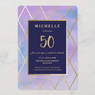 50th Birthday Invitation - Gold, Elegant, Fifty