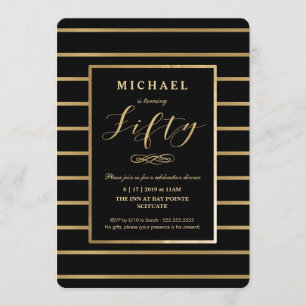 50th Birthday Invitation - Gold, Elegant Masculine