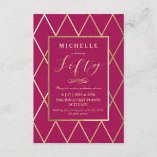 50th Birthday Invitation - Gold, Elegant, Trendy