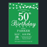 50th Birthday Invitation Green<br><div class="desc">50th Birthday Invitation with String Lights. Green Background. Men or Women Birthday. 13th 15th 16th 18th 20th 21st 30th 40th 50th 60th 70th 80th 90th 100th,  Any age. For further customisation,  please click the "Customise it" button and use our design tool to modify this template.</div>