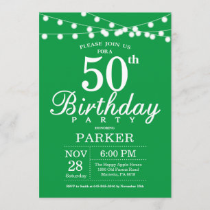 50th Birthday Invitation Green
