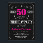 50th Birthday Invitation Hot Pink Black Chalkboard<br><div class="desc">50th Birthday Invitation Hot Pink and Black Typography. Chalkboard. Black and White Background. Adult Birthday. Male Men or Women Birthday. Kids Boy or Girl Lady Teen Teenage Bday Invite. 13th 15th 16th 18th 20th 21st 30th 40th 50th 60th 70th 80th 90th 100th. Any Age. For further customisation, please click the...</div>