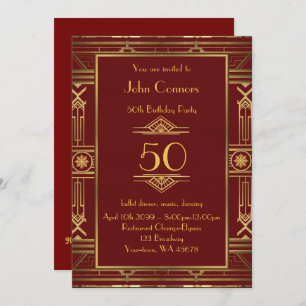 50th, Birthday invitation Man 50th, Gatsby style