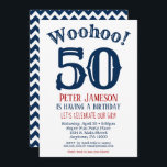 50th Birthday Invitation Mens Navy Blue<br><div class="desc">A funny and striking 50th birthday invitation for a husband,  friend,  father or grandad.</div>