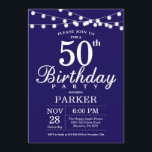 50th Birthday Invitation Navy Blue<br><div class="desc">50th Birthday Invitation with String Lights. Navy Blue Background. 13th 15th 16th 18th 20th 21st 30th 40th 50th 60th 70th 80th 90th 100th,  Any age. For further customisation,  please click the "Customise it" button and use our design tool to modify this template.</div>