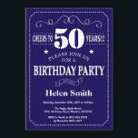 50th Birthday Invitation Navy Blue and White<br><div class="desc">50th Birthday Invitation Navy Blue and White Typography. Navy Blue and White Background. Adult Birthday. Male Men or Women Birthday. Kids Boy or Girl Lady Teen Teenage Bday Invite. 13th 15th 16th 18th 20th 21st 30th 40th 50th 60th 70th 80th 90th 100th. Any Age. For further customisation, please click the...</div>