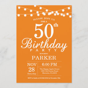 50th Birthday Invitation Orange