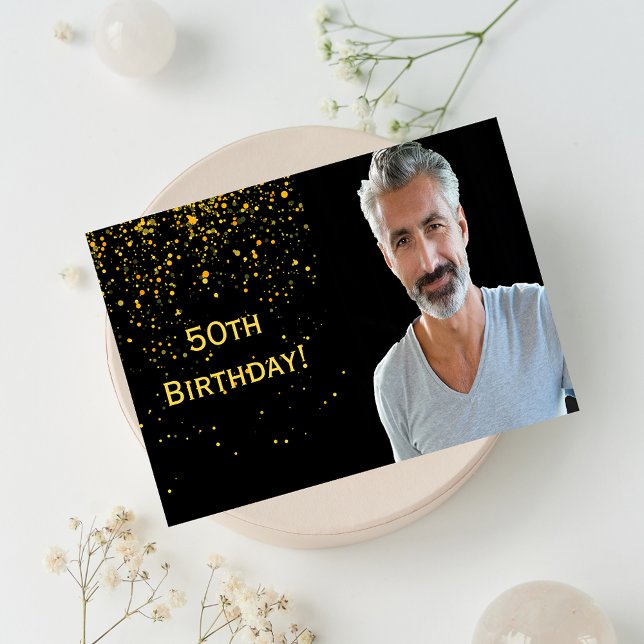 50th birthday invitation photo black guys men (Creator Uploaded)
