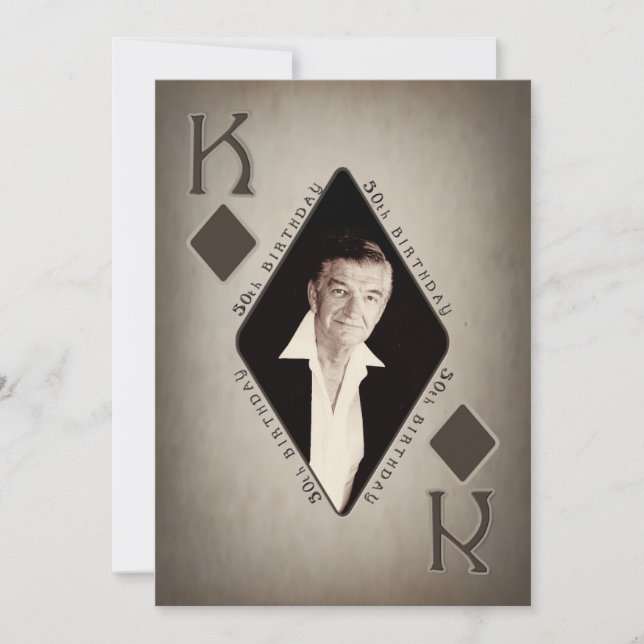 50TH BIRTHDAY INVITATION - PHOTO - POKER/KING (Front)