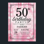 50th Birthday Invitation Pink Glitter<br><div class="desc">50th Birthday Invitation with Pink String Lights with Pink Glitter Background. Pink Birthday. Adult Birthday. Men or Women Bday Invite. 13th 15th 16th 18th 20th 21st 30th 40th 50th 60th 70th 80th 90th 100th, Any age. For further customisation, please click the "Customise it" button and use our design tool to...</div>
