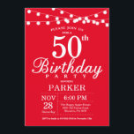 50th Birthday Invitation Red<br><div class="desc">50th Birthday Invitation with String Lights. Red Background. 13th 15th 16th 18th 20th 21st 30th 40th 50th 60th 70th 80th 90th 100th,  Any age. For further customisation,  please click the "Customise it" button and use our design tool to modify this template.</div>