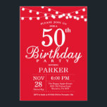 50th Birthday Invitation Red<br><div class="desc">50th Birthday Invitation with String Lights. Red Background. 13th 15th 16th 18th 20th 21st 30th 40th 50th 60th 70th 80th 90th 100th,  Any age. For further customisation,  please click the "Customise it" button and use our design tool to modify this template.</div>