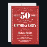 50th Birthday Invitation Red and White<br><div class="desc">50th Birthday Invitation Red and White Typography. Red and White Background. Adult Birthday. Male Men or Women Birthday. Kids Boy or Girl Lady Teen Teenage Bday Invite. 13th 15th 16th 18th 20th 21st 30th 40th 50th 60th 70th 80th 90th 100th. Any Age. For further customisation, please click the "Customise it"...</div>