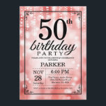 50th Birthday Invitation Red Glitter<br><div class="desc">50th Birthday Invitation with Red String Lights with Red Glitter Background. Red Birthday. Adult Birthday. Men or Women Bday Invite. 13th 15th 16th 18th 20th 21st 30th 40th 50th 60th 70th 80th 90th 100th, Any age. For further customisation, please click the "Customise it" button and use our design tool to...</div>