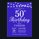 50th Birthday Invitation Royal Blue<br><div class="desc">50th Birthday Invitation with String Lights. Royal Blue Background. 13th 15th 16th 18th 20th 21st 30th 40th 50th 60th 70th 80th 90th 100th,  Any age. For further customisation,  please click the "Customise it" button and use our design tool to modify this template.</div>