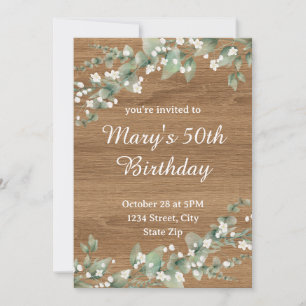  50th Birthday Invitation – Rustic Greenery
