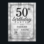 50th Birthday Invitation Silver Glitter<br><div class="desc">50th Birthday Invitation with Silver String Lights with Silver Glitter Background. Silver Birthday. Adult Birthday. Men or Women Bday Invite. 13th 15th 16th 18th 20th 21st 30th 40th 50th 60th 70th 80th 90th 100th, Any age. For further customisation, please click the "Customise it" button and use our design tool to...</div>