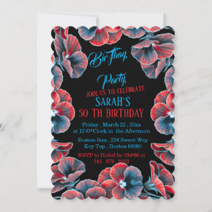50th Birthday Invitation Template, Floral Invite,