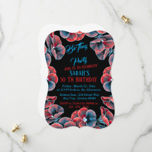 50th Birthday Invitation Template, Floral Invite,