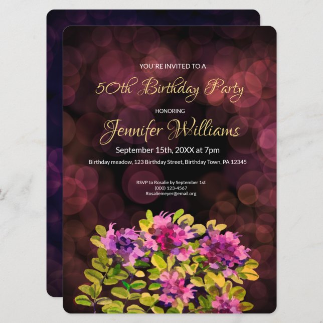 50th Birthday invitation thyme (Front/Back)