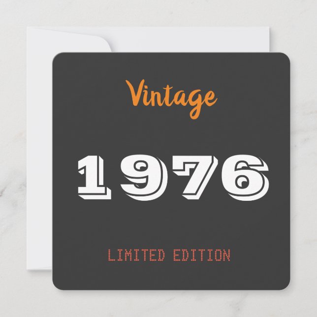 50th Birthday Invitation – Vintage 1976 Retro  (Front)