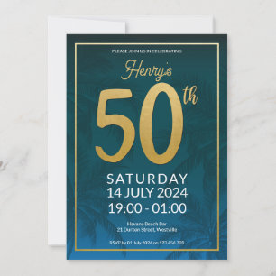 50th Birthday Invitation with Palm Trees