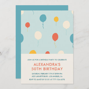 50th birthday invitations Balloons Simple
