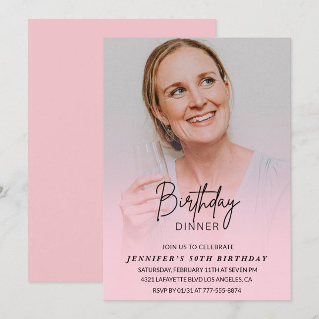 50th birthday invitations Birthday Dinner Photo (Front/Back)