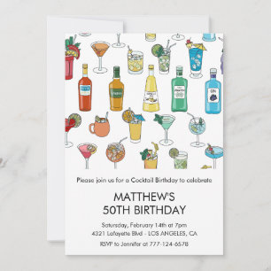 50th birthday invitations Cocktail Contemporary
