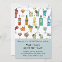 50th birthday invitations Cocktail Contemporary