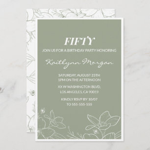 50th birthday invitations Elegant Floral