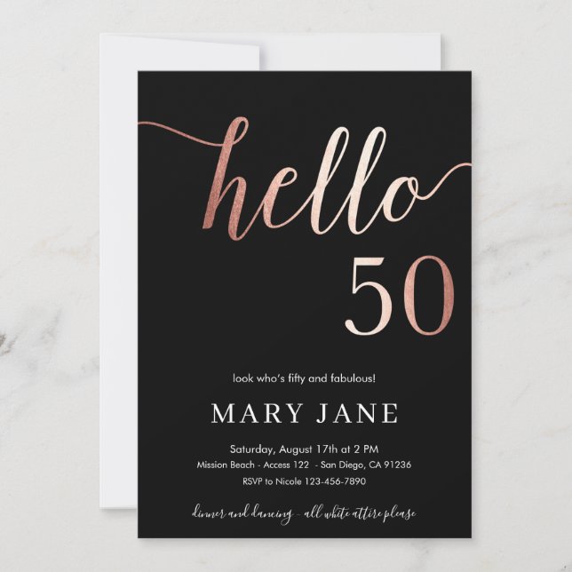 50th birthday invitations, fiftieth birthday invitation (Front)